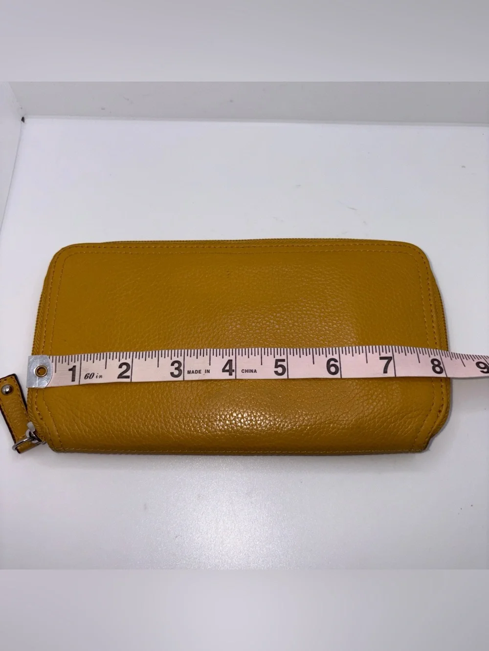TIGNANELLO Leather Wallet Mustard Yellow Zip Around Multi Slot Clutch Pockets